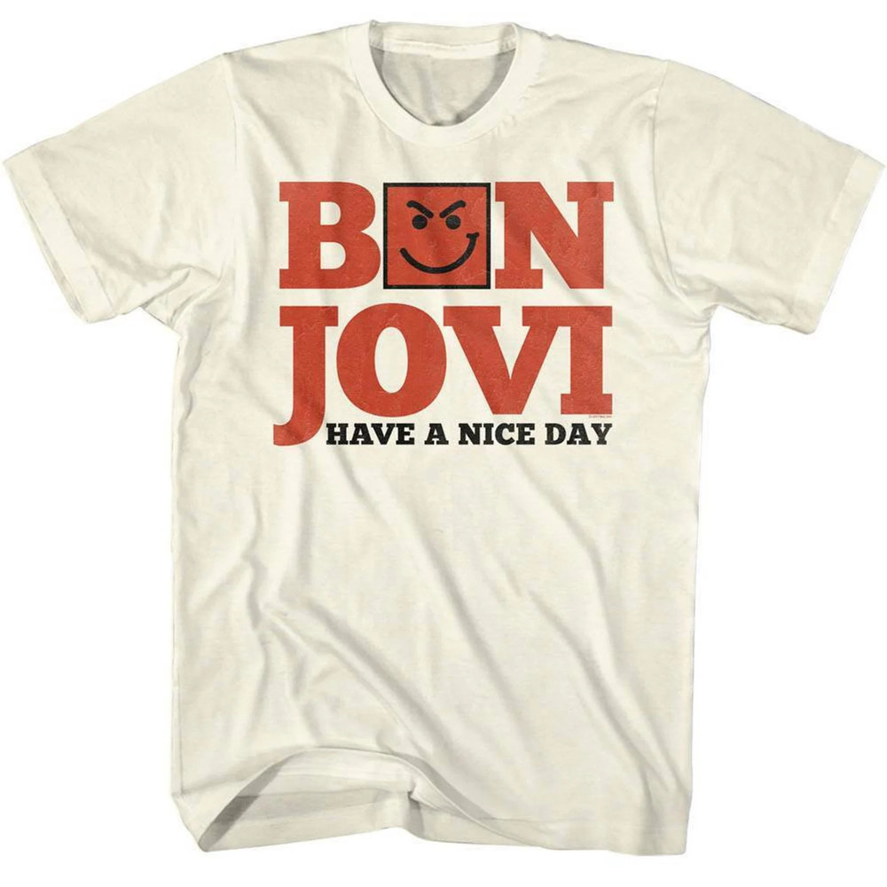 Bon Jovi Have A Nice Day Natural Adult Tshirt Bon Jovi Rock Band Shirt